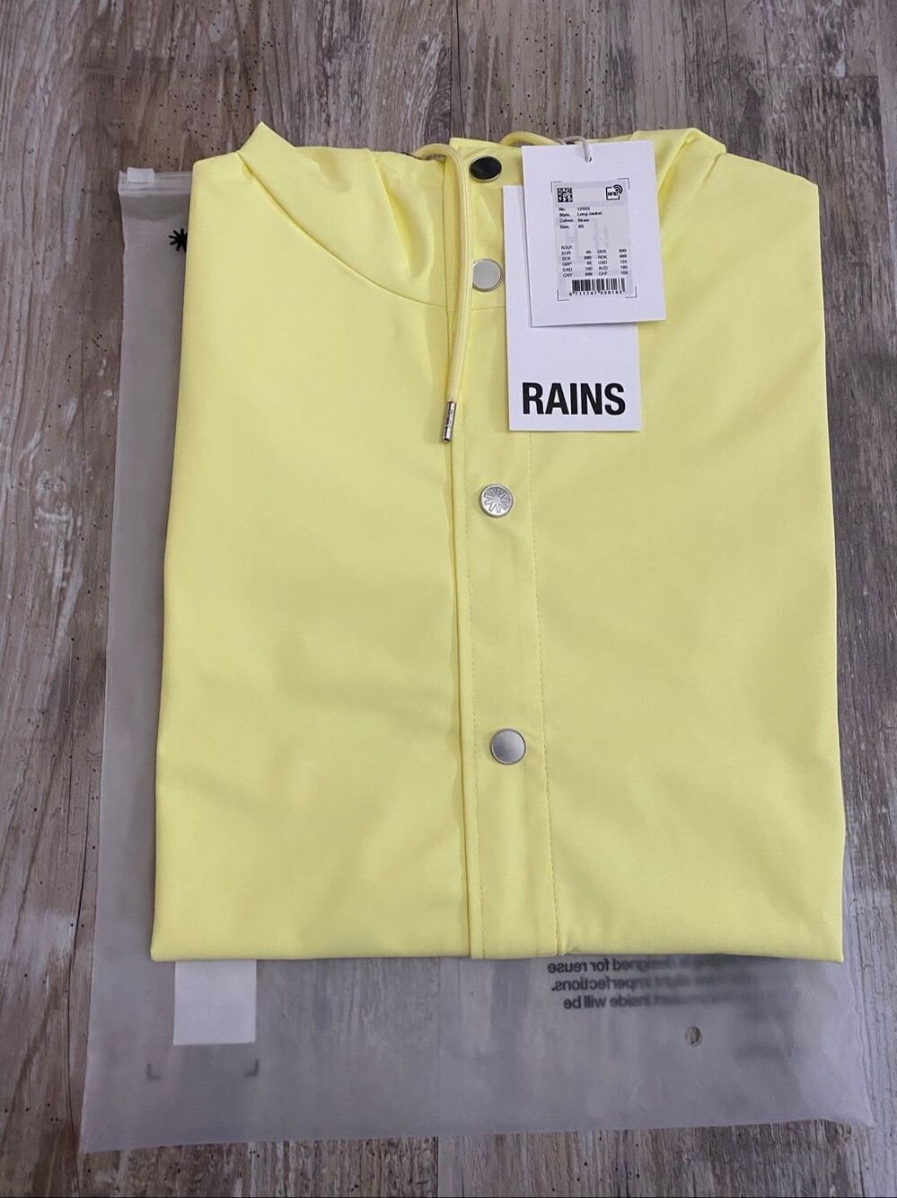 Rains Straw Lightweight Waterproof Long Raincoat Yellow Jacket Women’s Sz S